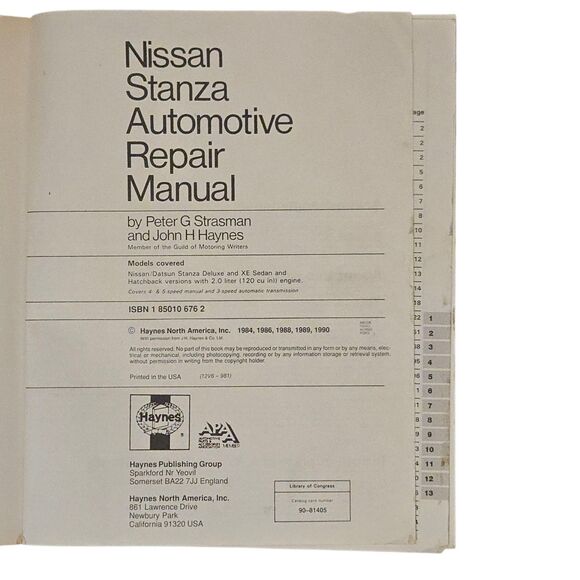 Haynes Nissan Datsun Stanza 1982-1990 Sedan and Hatchback Auto Repair Manual 981 - Picture 4 of 6
